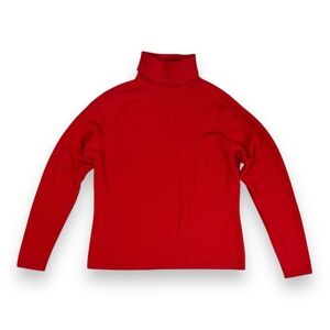 LL Bean 100% Soft Cashmere Turtleneck Pullover Sweater Classic Red Knit Sz S
